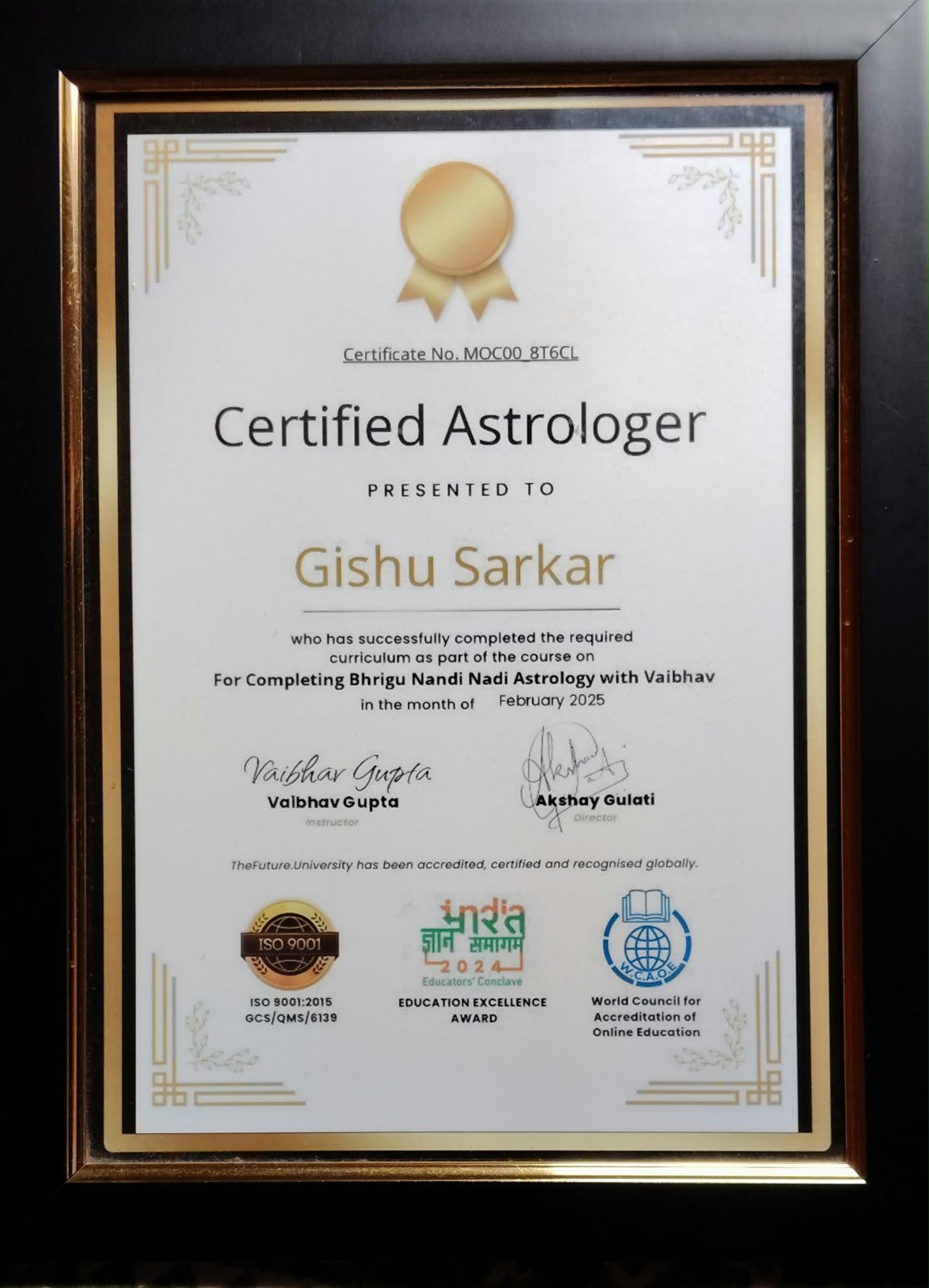 Astrogishu Certificate