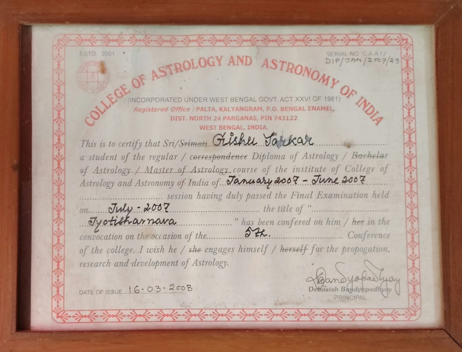Astrogishu Certificate